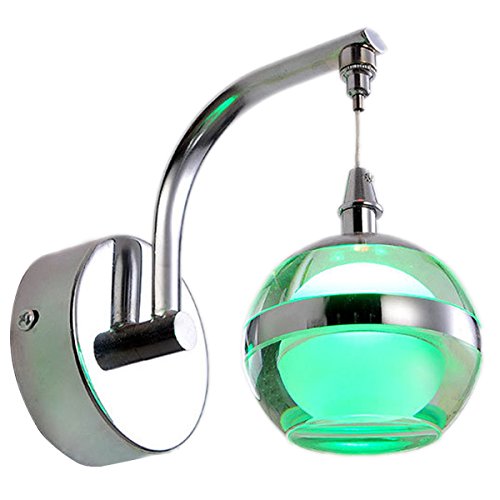 FUBARBAR LED Wall Light - 3w Led 5730 Crystal Ball Wall Lamp Hall Porch Walkway Light for Livingroom Bedroom Green Light