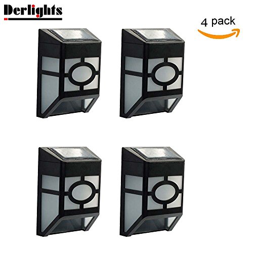 pack Of 4 Derlights&reg Waterproof Solar Powered Led Wall Light For Outdoor Landscape Garden Yard Lawn Fence Deck