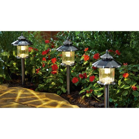 3-Piece Covington Solar-Powered Landscape Light Set Antique Pewter Finish