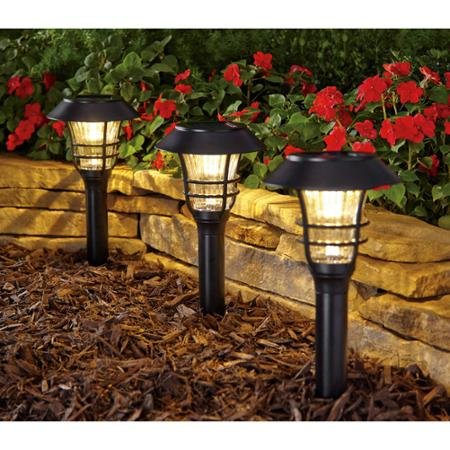 Better Homes and Gardens 3-Piece Avalon Solar-Powered Landscape Light Set Black Finish