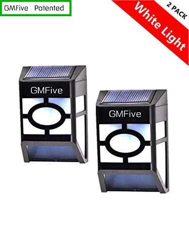 Gmfive Solar Powered Lights For House Outdoor Landscape Garden Fence Lamp Warm White 2 Packcool White