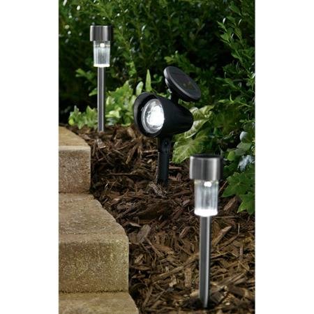 Mainstays Stainless Steel 8-Piece Starter Solar-Powered Landscape Light Set