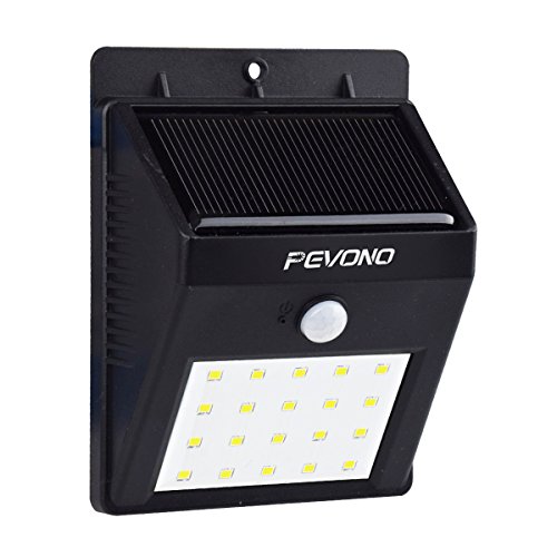 Pevono Solar Powered Motion Sensor Spotlights Super Bright 20 LED 500Lumens Wall Light Outdoor Landscape Light Waterproof and Security for Garden Lawn Yard Stairs with Auto OnOff Function