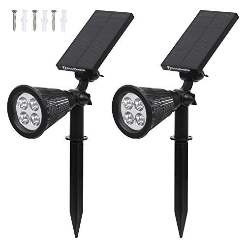 SONGMICS Solar Powered Landscape Spotlights Outdoor Waterproof Security Night Lights 2 Pack UELL02B