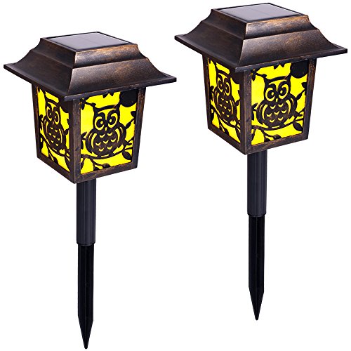 Solar Garden Lights Homecube Solar Powered LED Lantern Light Cute Owl Landscape Light for Gardening Patio Pathway Decoration Light SensorPack of 2