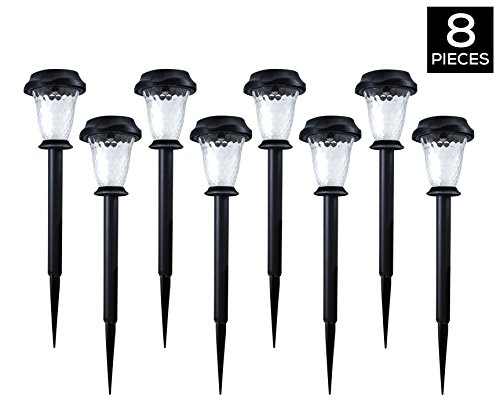 Hyperikon LED Solar Path Lights Waterproof Outdoor Pathway Landscape Garden Black - Set of 8