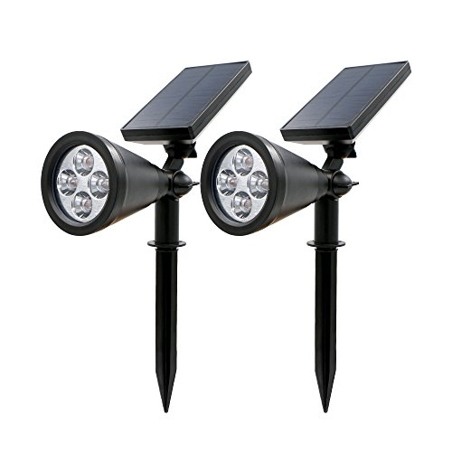 Rusee Solar Lights Spotlight Outdoor Landscape Lighting Waterproof Wall Light Security Night Lights Dark Sensing Auto OnOff for Patio Deck Yard Garden Driveway Pool Area 2 Pack