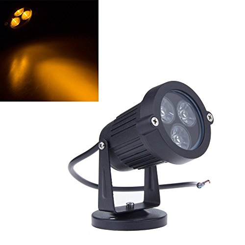 Spevert Waterproof 9W DC 12V Outdoor Garden Lights Landscape Lighting Metal Spotlight Fixture Yard lamp for Patio Deck Yard Garden Driveway Pool Area- Yellow