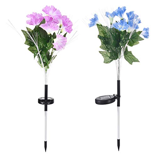 Crytech Outdoor Decorative Solar Garden Light 2 Pack Solar Powered Flower Stake Light Waterproof Led Pathway Landscape Lighting for Party Garden Patio Lawn Yard Flowerbed Fence Decor Blue Purple