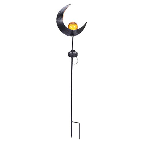 Crytech Outdoor Solar Power Led Garden Light Decorative Crescent Moon Lawn Lamp Stake Light Waterproof Pathway Landscape Lighting for Patio Garden Lawn Yard Walkway Decoration Black