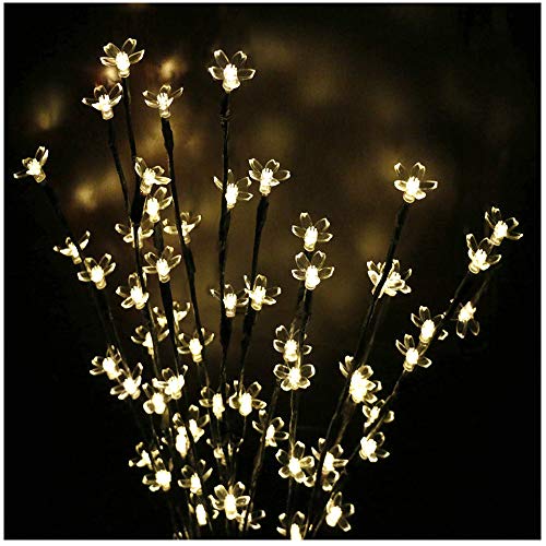 Solar Garden Landscape Flower Lights  Outdoor Gorgeous Beautiful Bright Flower Path Solar Light LED  Pathway Landscape Lighting Lights for Patio Yard Decoration Warm White