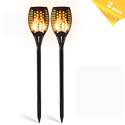 Solar Torch Lights 96 LED Outdoor Garden Light Flickering Flames Solar Lamp Spotlights Pathway Landscape Lighting Dusk to Dawn Auto OnOff Security Lighting for Path Patio Beach Driveway 124 Pack