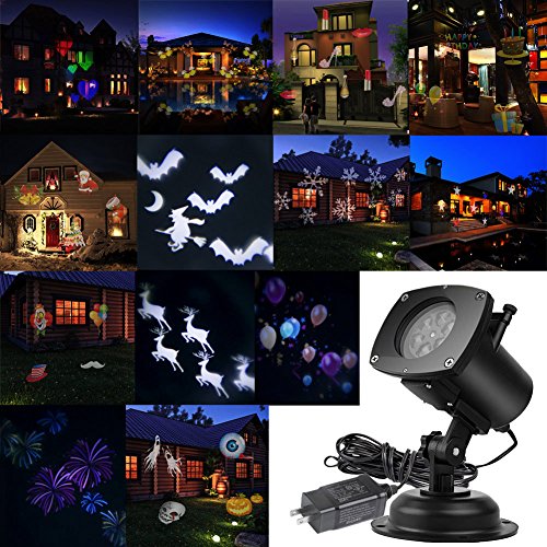 AcTopp Christmas Projector Lights Outdoor Holiday New Year Light Projector with 121 Switchable Pattern Lens Led Landscape Spotlight Garden Motion Lamp Lights for Garden Home Decoration Birthday