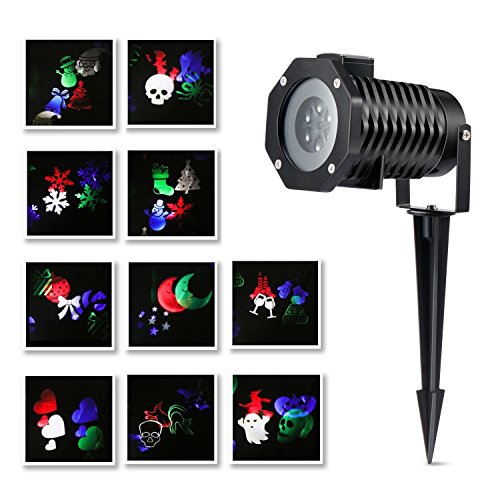 Christmas Projector Lights 10 Pictures Snowflake LED Landscape Spotlights Waterproof Garden Lamp for Decoration Lighting on Christmas Holiday Party