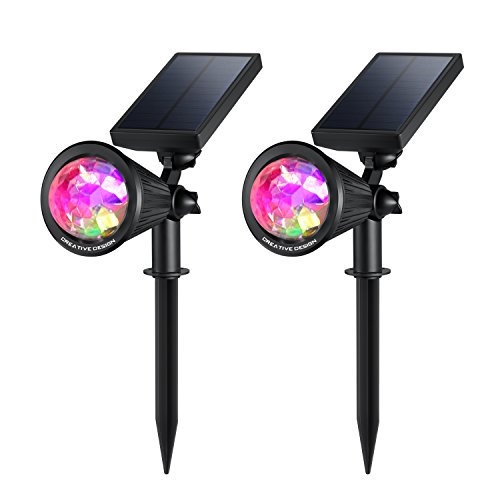 Creative Design Led Outdoor Solar Spotlight, Multi-colored 4 Led Adjustable Landscape Lighting, Waterproof Wall