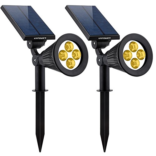 Urpower Solar Lights 2-in-1 Solar Powered 4 Led Adjustable Spotlight Wall Light Landscape Light Bright And Dark