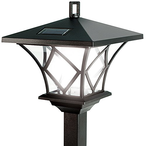 Ideaworks Solar Powered LED Yard Lamp With 5 Foot Pole For Outdoor Lighting