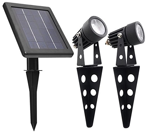 Mini 50X Twin Solar-Powered Cast Aluminium Warm White LED Spotlight 60 Lumen Per Light Fixture for Outdoor Garden Yard Landscape Downlight