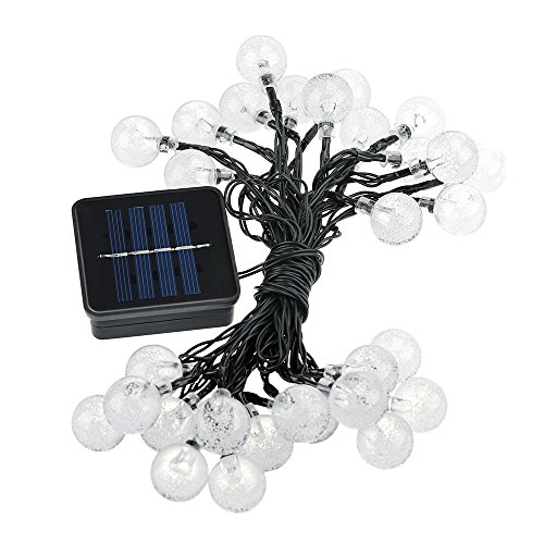 Victsing Solar String Lights20ft 30 Led Crystal Ball Solar Powered Outdoor Globe Fairy Lights For Garden Yard