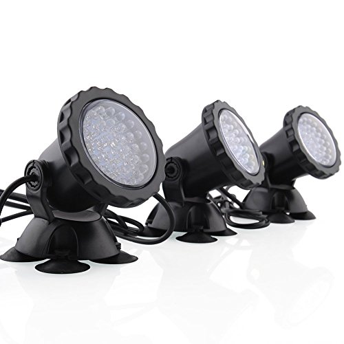 Deckey Garden Pool Aquarium 36-LED Waterproof Submersible Spotlight Landscape Lamp For Fountain Fish Pond Tank Water GardenPack of 3