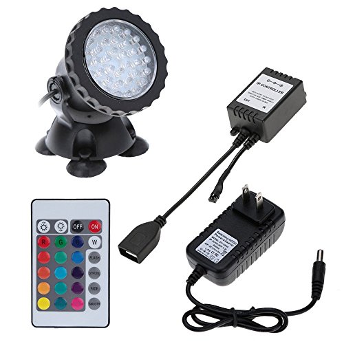 DocoolerÂ Underwater Submersible Led Light Spotlight Color Changing Landscape Lamp 15W 12V With Remote Control for Aquarium Garden Pond Pool