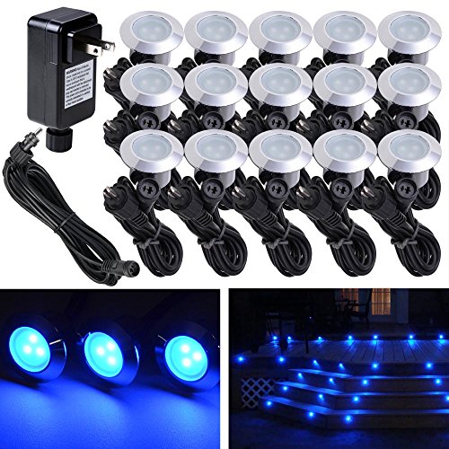 Yescom 15x Deck Lights LED Outdoor Garden Mall Step Stair Yard Blue Landscape Lamps W Transformer