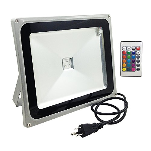 Floodoor RGB LED Flood Light50W US 3 Prong PlugRemote Control16 Colors 4 models SwitchableMemory FunctionOutdoor Advertising Housing Decoration Landscape Garden