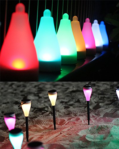 6-pack EMiEN 7 Color Changing Solar Powered LED Garden Path Lights Black