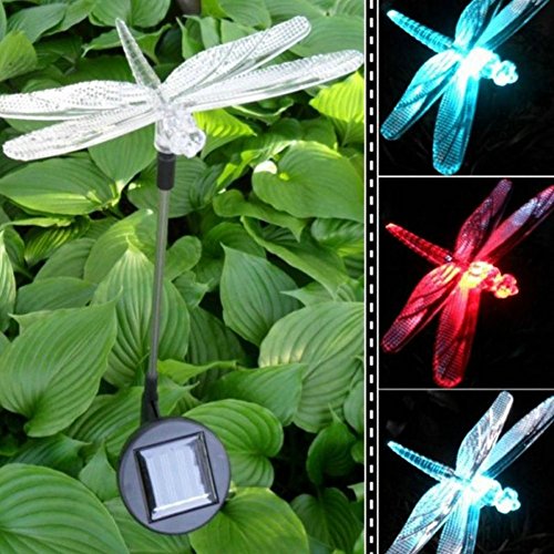 Holidayli Solar Powered Dragonfly Garden Stake Light With Color Changing Leds Garden Path