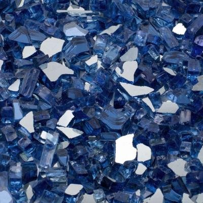 Fire Glass 14 in 25 lb Features Cobalt Blue Reflective Tempered Adds Charm to any Outdoor Areas