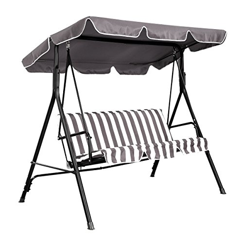 Tangkula 3 Person Patio Swing Outdoor Canopy Awning Yard Beach Porch Furniture Coffee