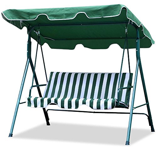 World Pride Gardenbackyard 3 Seater Cushioned Patio Swingwith Uv Protected Canopy Max Load550lbwhitegreen