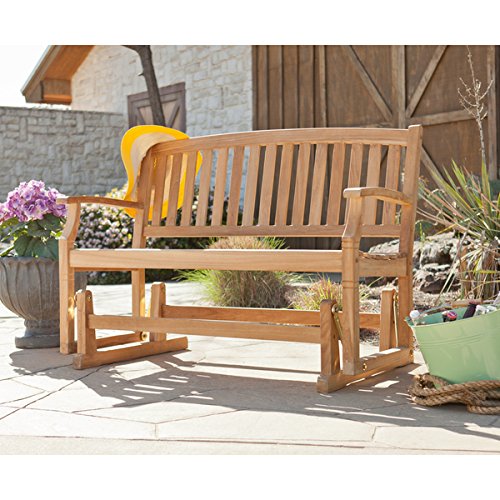 Harper Blvd Reseda Teak Outdoor Glider Bench  Smooth Sliding Mechanism For a Relaxing Glide