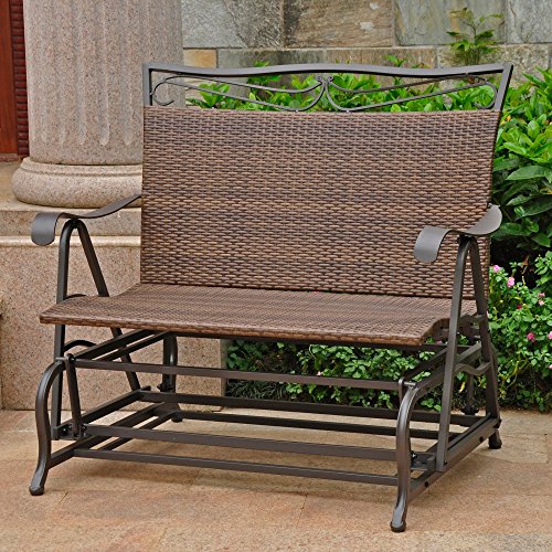 International Caravan Valencia Wicker Outdoor Glider Loveseat