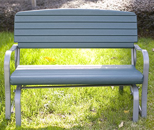 Merax 48 Inch Outdoor Glider Bench Rocking Outdoor Furniture Garden Bench Loveseat green