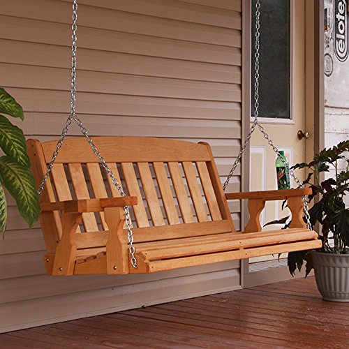 Amish Heavy Duty 800 Lb Mission 5ft Treated Porch Swing With Cupholders - Cedar Stain