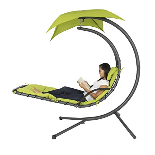 Best Choice Products Hanging Chaise Lounger Chair Arc Stand Air Porch Swing Hammock Chair Canopy Gr