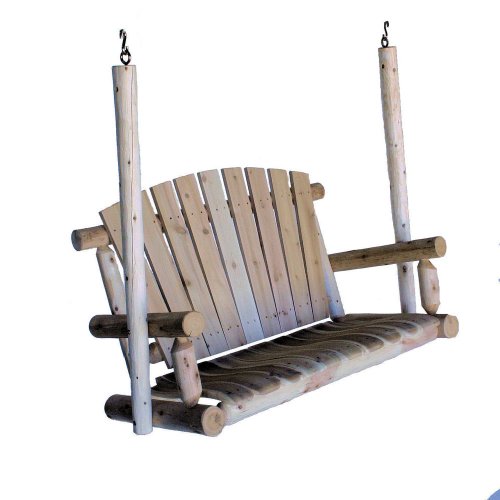 Lakeland Mills 4-Foot Cedar Log Porch Swing Natural