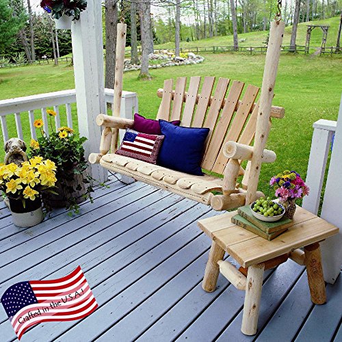 Lakeland Mills 5-foot Cedar Log Porch Swing Natural