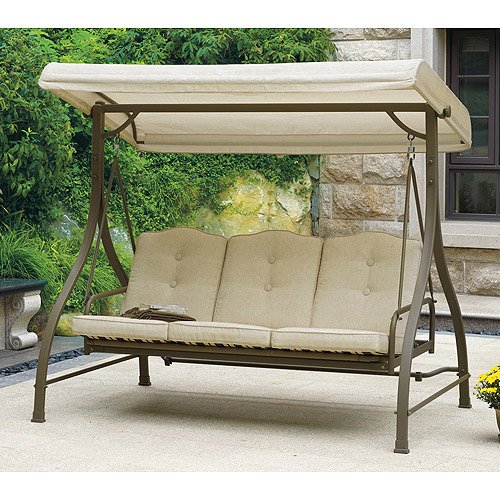 Mainstays 3 Seat Porch Patio Swing Tan