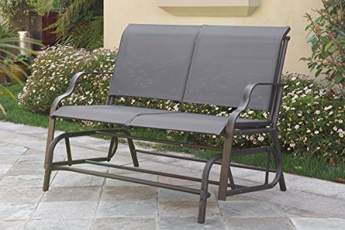 Outdoor Patio Swing Glider Loveseat Bench Chair Steel Frame In Dark Grey