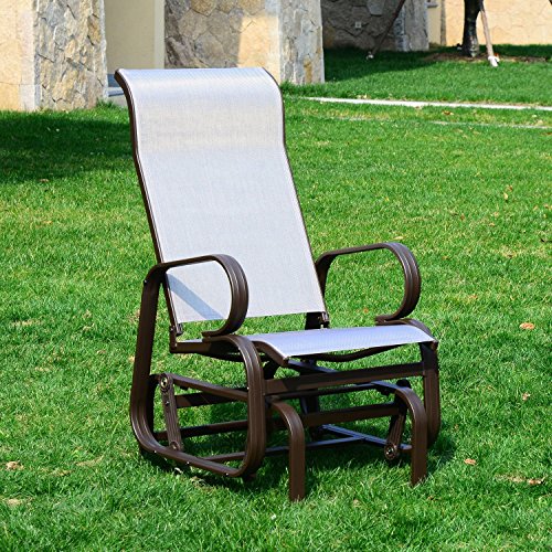 Outsunny Outdoor Mesh Fabric Patio Glider Chair - Brown and Beige