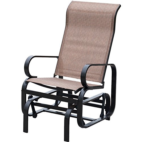 Patiopost Outdoor Teslin Mesh Fabric Patio Sling Glider Chair - Brown