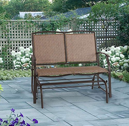 Ulax Furniture Outdoor Patio Glider Swing Loveseat Bench Chair In Brown