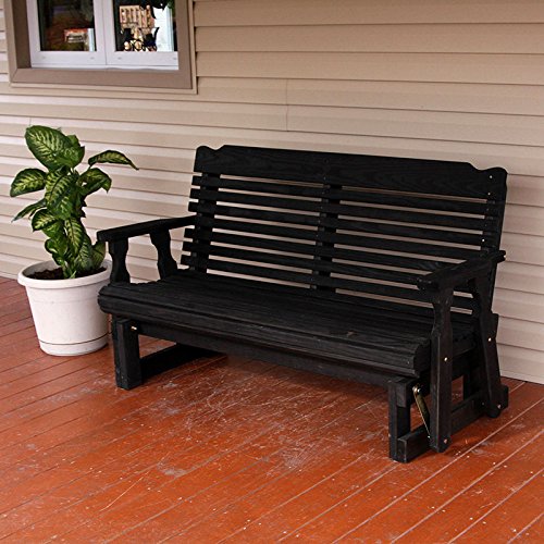 Amish Heavy Duty 800 Lb Classic Pressure Treated Porch Glider 4 Foot Semi-Solid Black Stain