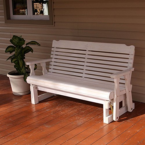 Amish Heavy Duty 800 Lb Classic Pressure Treated Porch Glider 4 Foot Semi-solid White Stain