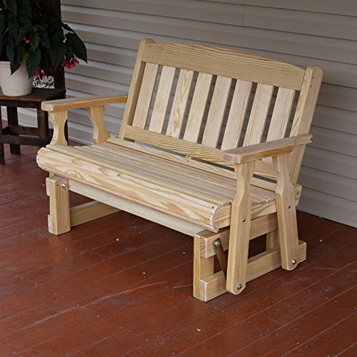 Amish Heavy Duty 800 Lb Mission Pressure Treated Porch Glider 4 Foot Unfinished