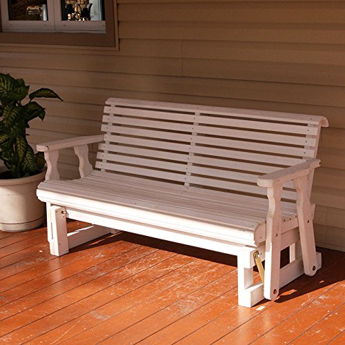Amish Heavy Duty 800 Lb Roll Back Pressure Treated Porch Glider 4 Foot Semi-solid White Stain