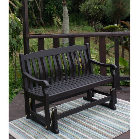 Delahey Outdoor Porch Glider Bench Dark Brown Seats 2