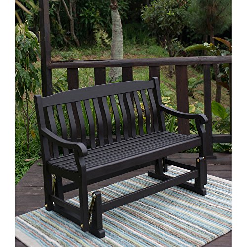 Delahey Patio Outdoor Porch Glider Bench Dark Brown Seats 2